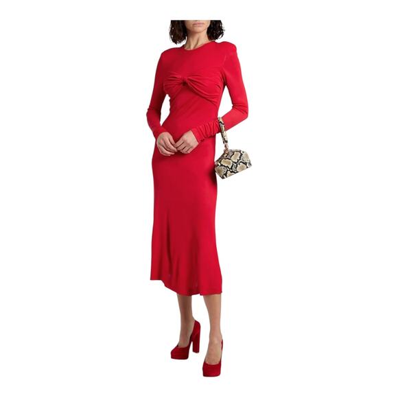 Farm Rio twisted jersey midi dress red size X-Large XL - Picture 1 of 9